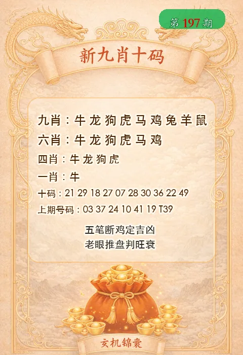 第197期新九肖十码资料图