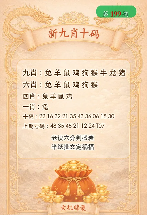 第199期新九肖十码资料图