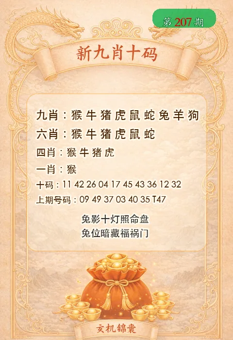 第207期新九肖十码资料图